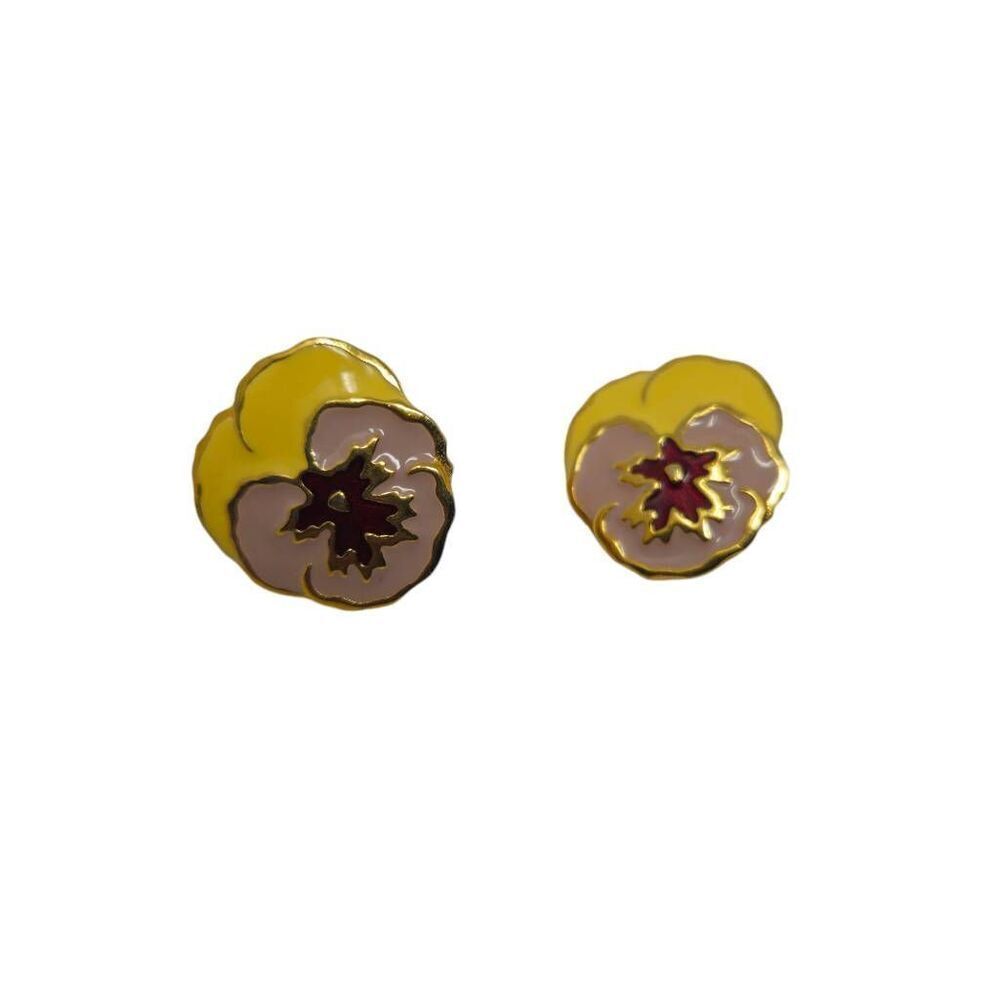 Vintage Avon Pansy Clip-On Earrings | 1.11" | Circa 1990s